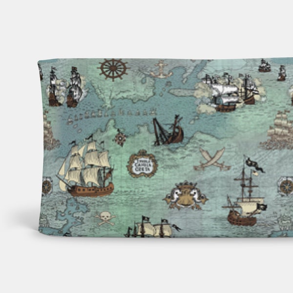 Pirate Ships Changing Pad Cover ~ Peter Pan Changing Pad ~ Change Pad ~ Changing Pad ~ Baby Bedding ~ Nautical Nursery ~ Pirate Diaper Pad