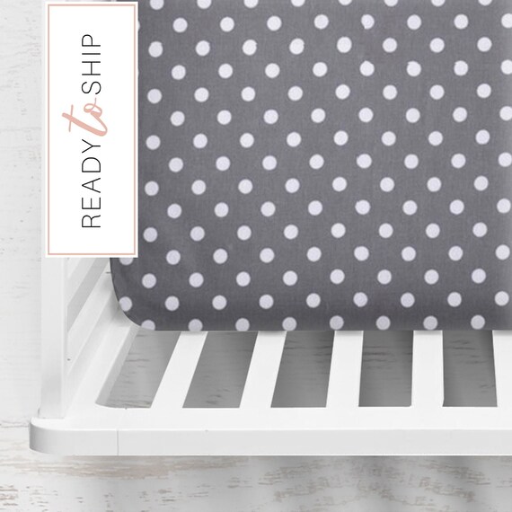 Charcoal Dots Crib Sheet Polka Dot Crib Sheet Grey Crib Etsy