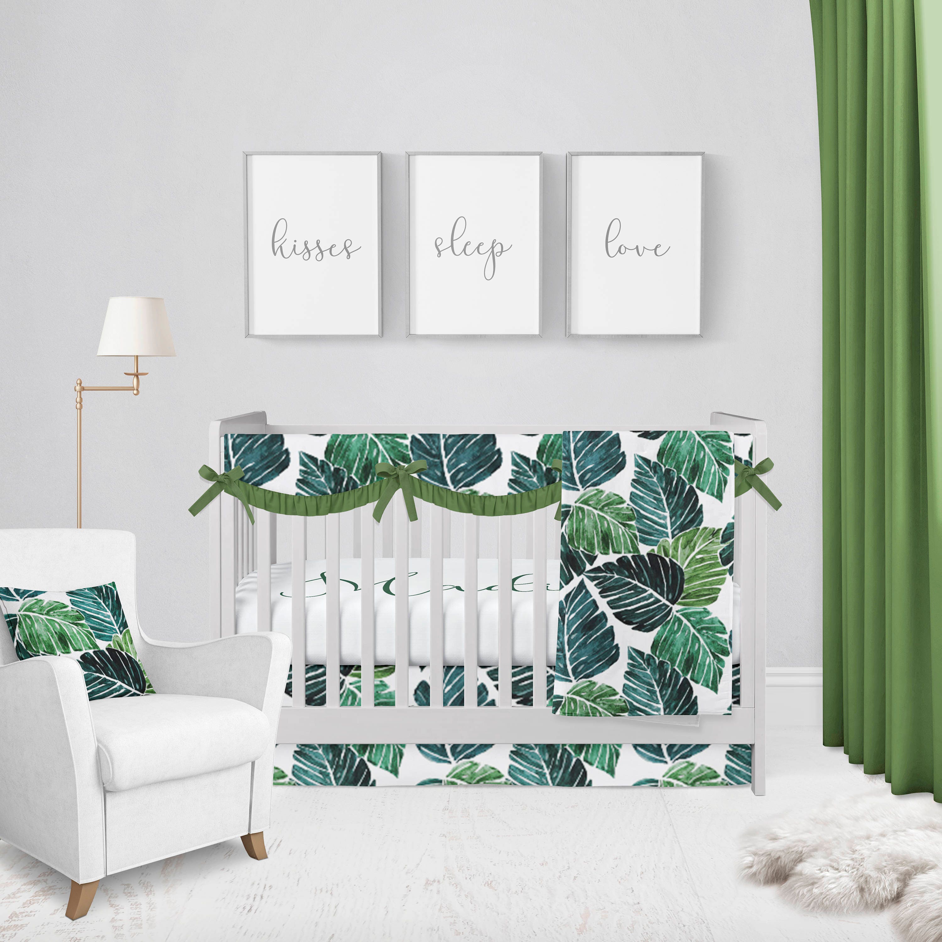 Monstera Leaf Baby Bedding Crib Set Crib Bedding Palm Leaf Etsy