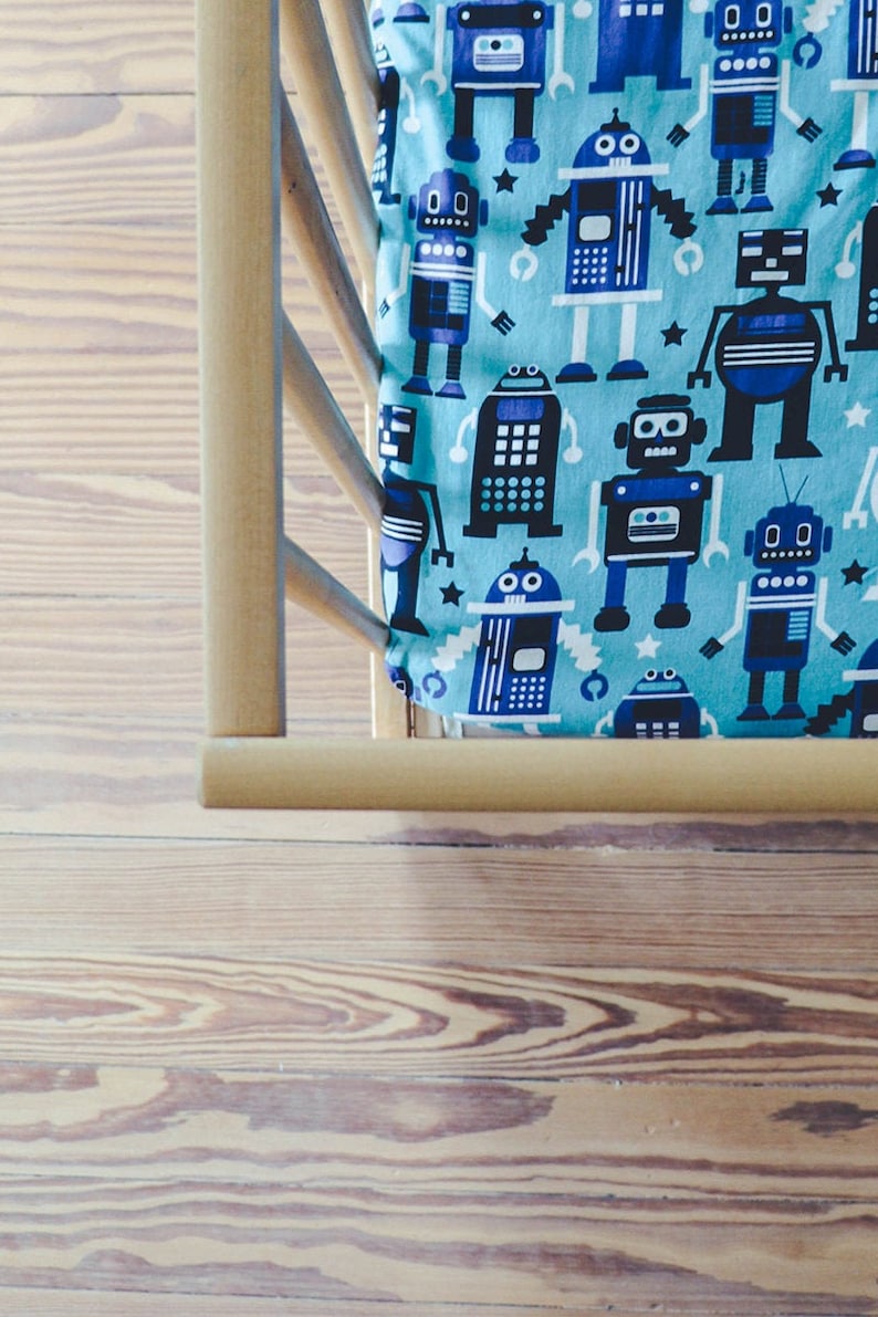 Robot Crib Sheet ~ Robot Crib Bedding ~ Baby Bedding ~ Baby Shower Gift ~ Robot Nursery ~ Quick Ship