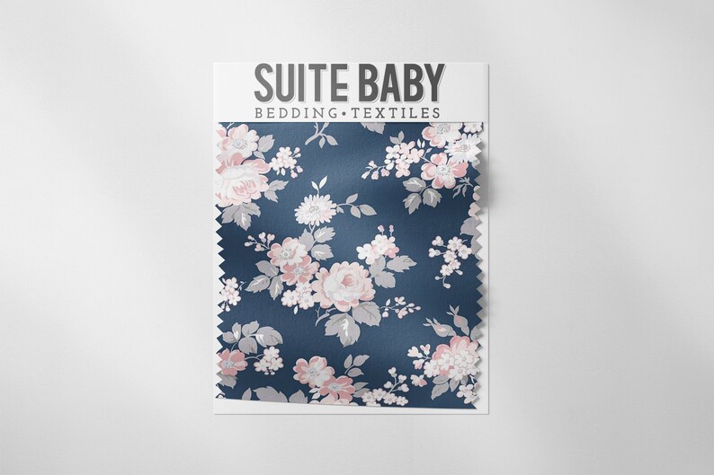 Navy Blush Floral Crib Sheet ~ Fitted Crib Sheet ~ Baby Bedding ~ Crib Sheet ~ Crib Bedding ~ Floral Crib Sheet ~ Baby Gift ~ Quick Ship
