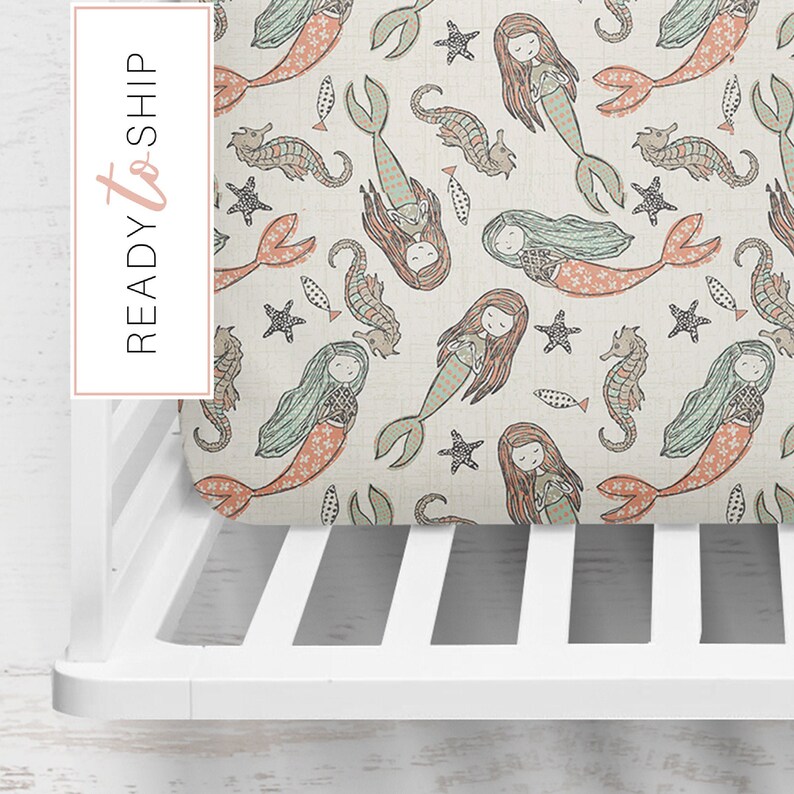 Mermaid Crib Sheet Mermaid Crib Sheet Baby Bedding Etsy