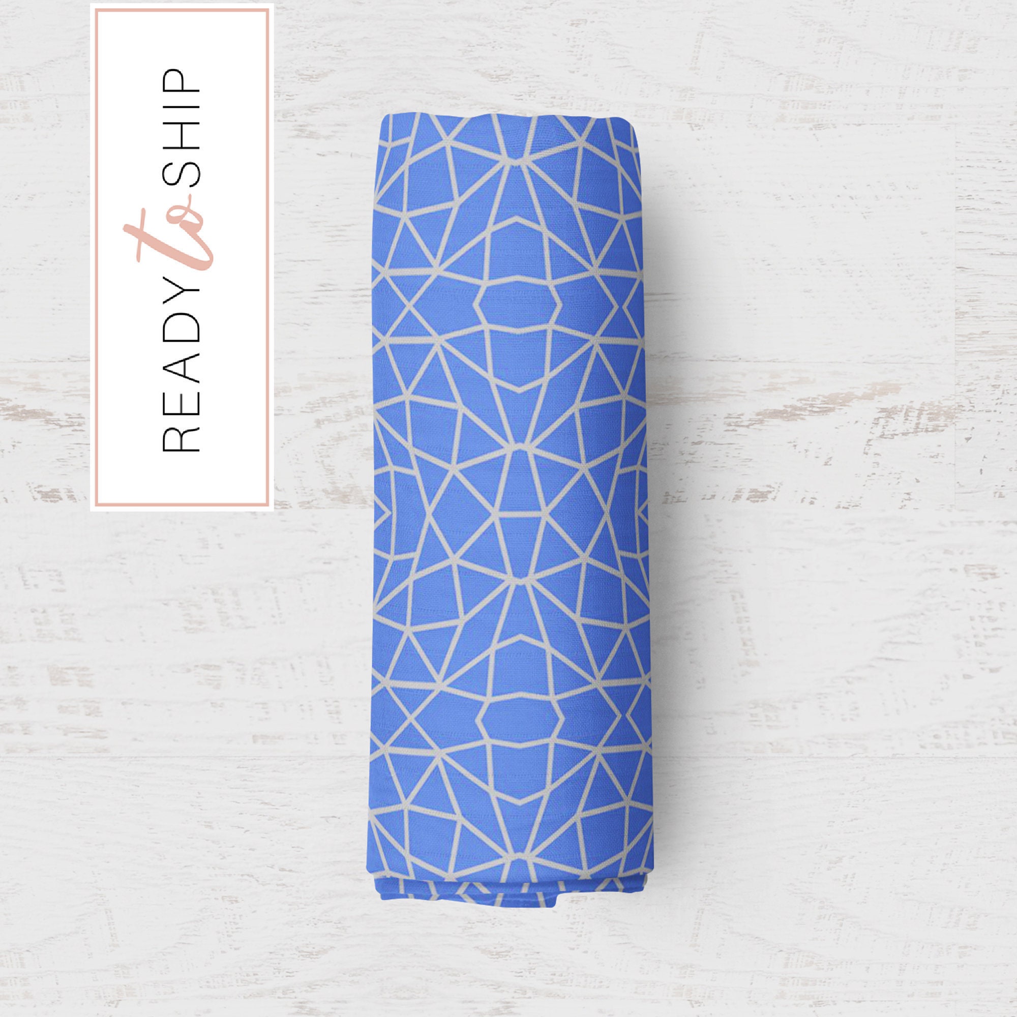 Geo Lines Swaddle Blanket Blue Muslin Swaddle Blanket Etsy