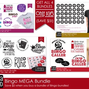 Bingo MEGA Bundle - Bingo SVG et fichiers coupés pour les artisans