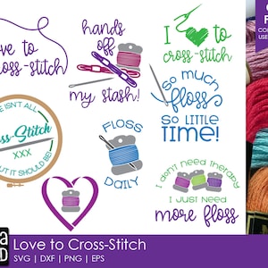Love to Cross-Stitch SVG and Cut Files for Crafters