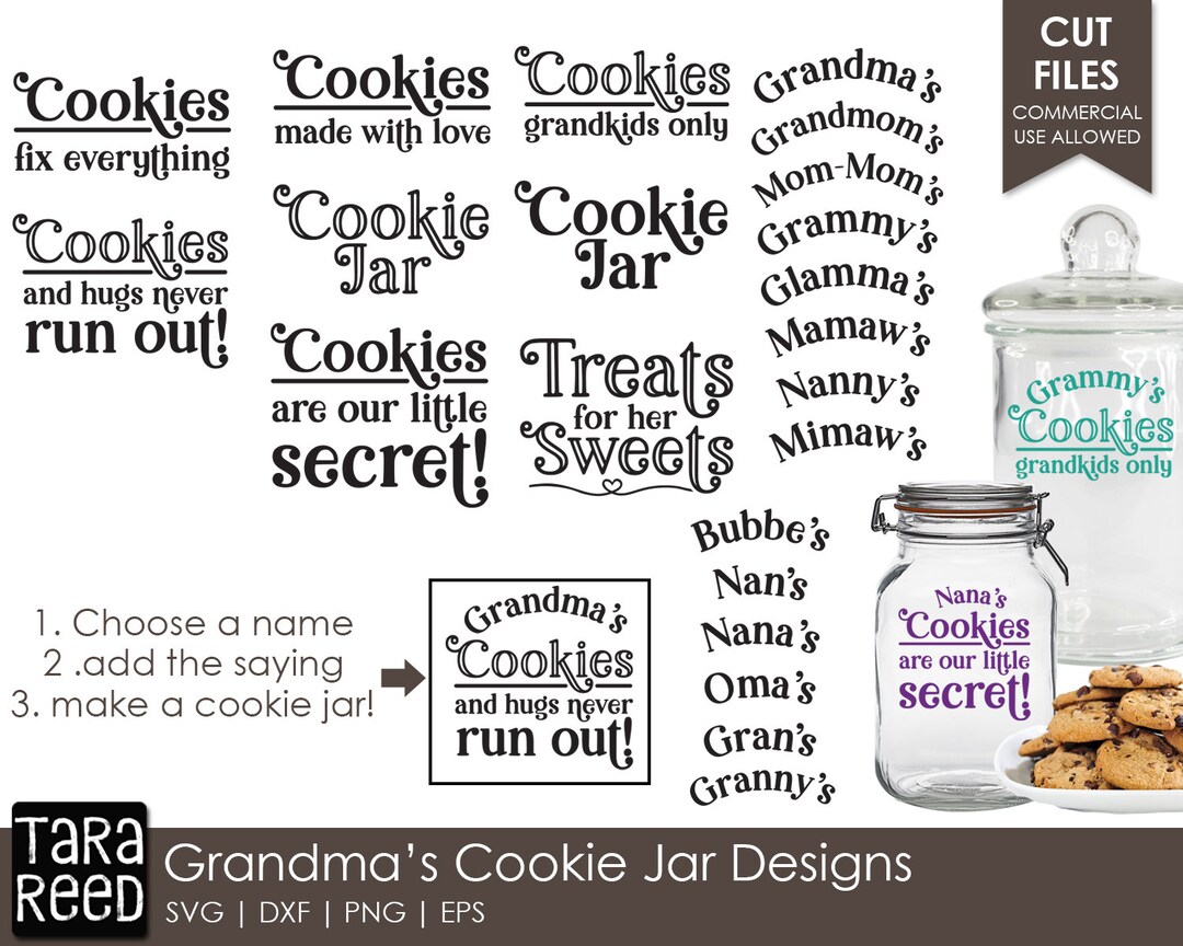 Grandma's Cookie Jar Designs Family SVG and Cut Files for Crafters Etsy