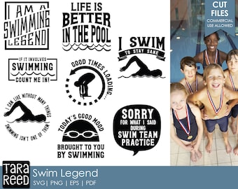 Swim Legend: zwem-SVG- en snijbestanden voor hobbyisten