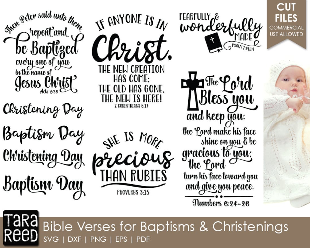 Bible Verses for Baptisms and Christenings SVG and Cut Files for