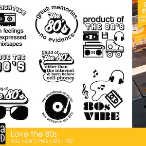 Adoro gli anni '80 - SVG e file di taglio degli anni '80 per gli artigiani