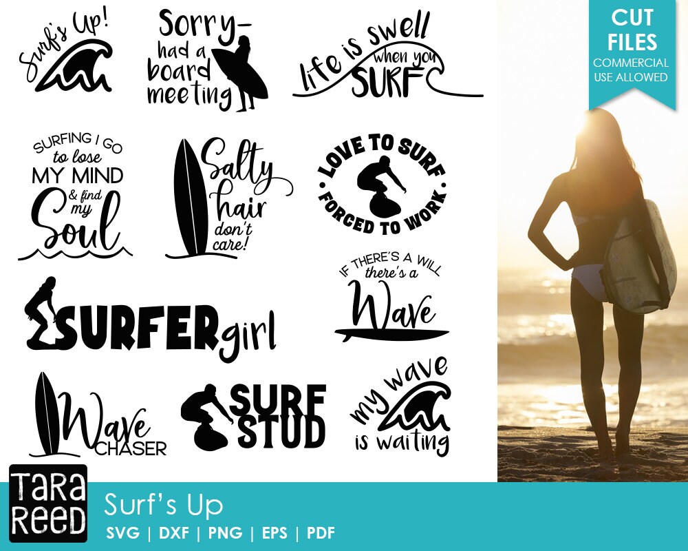 Surf's Up Surfing SVG and Cut Files for Crafters Etsy