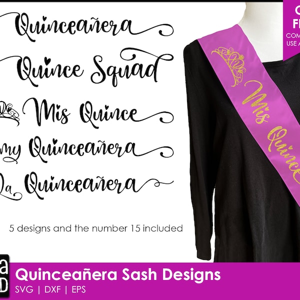 Quinceanera Party Sash SVG bundle for Cricut and cutting machines