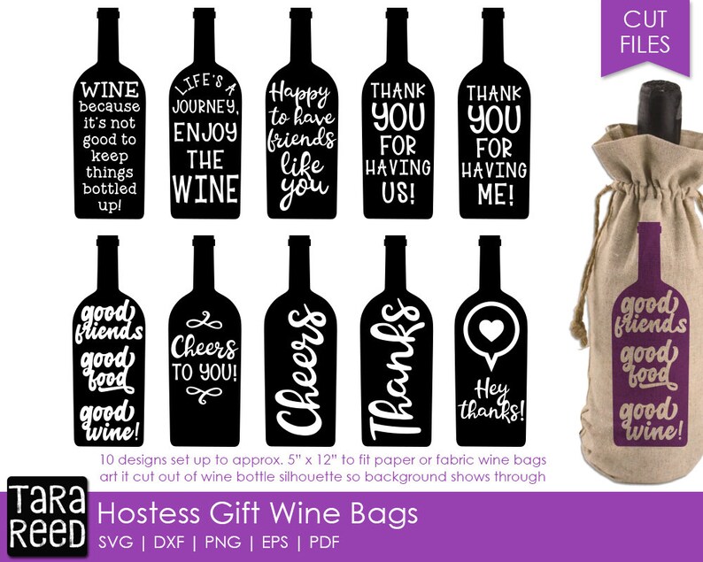 Hostess Gift Wine Bags Hostess Gift SVG and Cut Files for Etsy