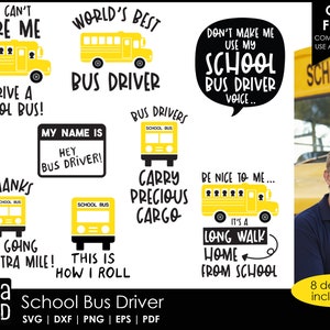 Motorista de ônibus escolar SVG e arquivos cortados para artesãos