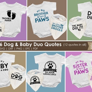 Tenues assorties pour chien et bébé | Citations Bandana Chien