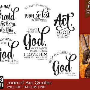 Jeanne d&#39;Arc Zitate - katholische Heilige SVG- und Schnittdateien für Handwerker
