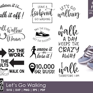 Let's Go Walking - Exercise SVG and Cut Files for Crafters