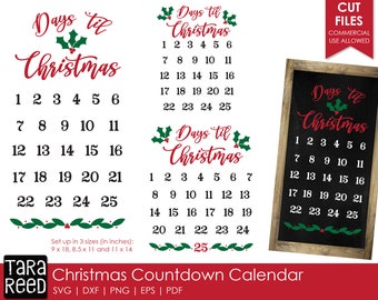 Christmas Countdown Calendar - Christmas SVG and Cut Files for Crafters