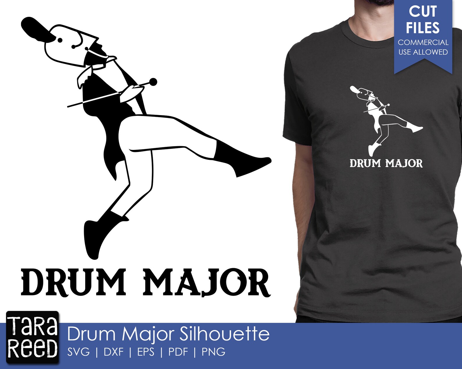 Drum Major Silhouette Marching Band SVG and Cut Files for Etsy UK