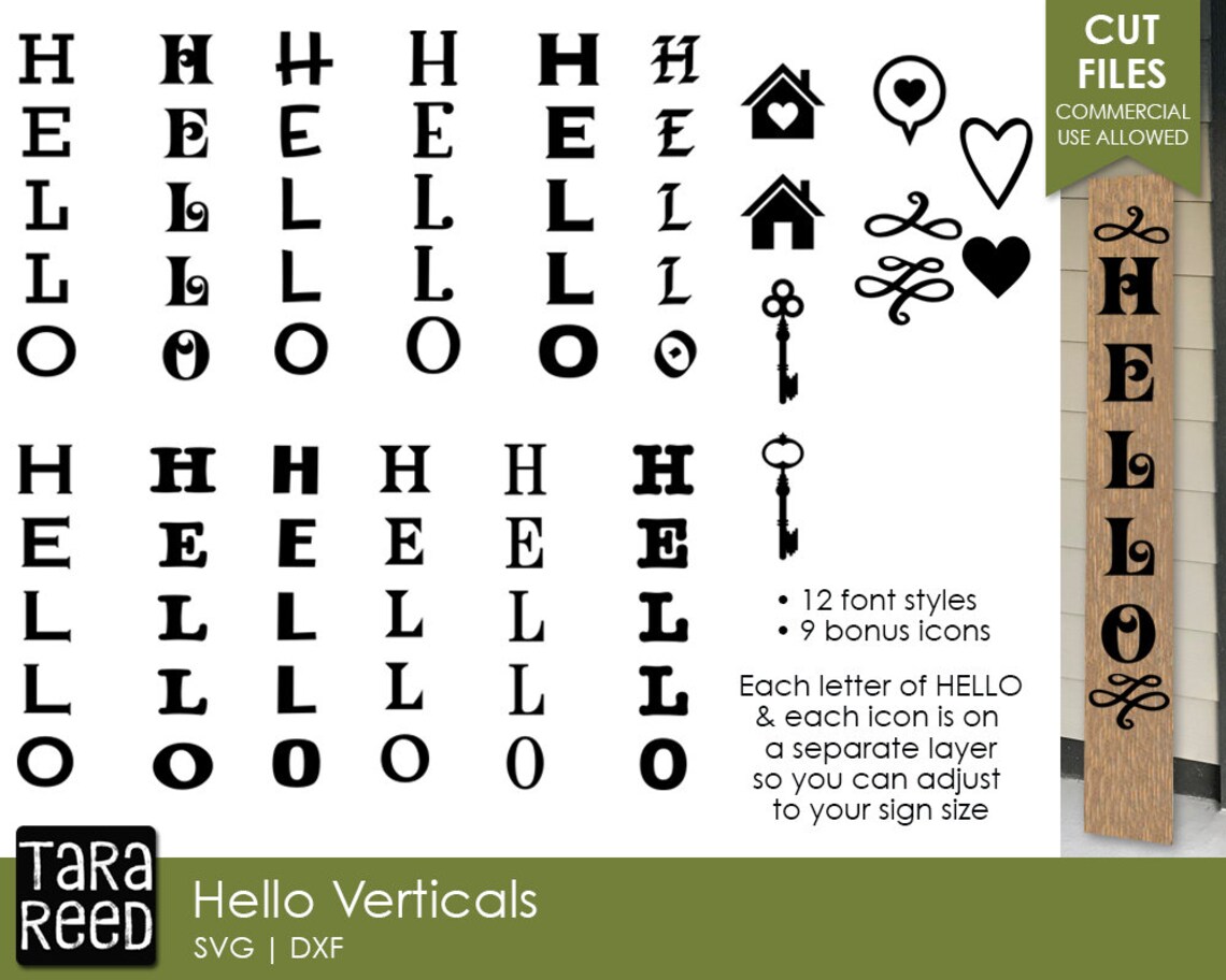 Hello Vertical Signs Home SVG Files for Crafters | Etsy