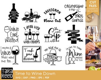 Time to Wine Down - Wine SVG and Cut Files for Crafters