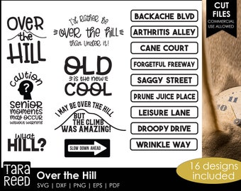 Over the Hill - File SVG e di taglio per compleanno per artigiani