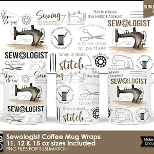 Sewing Mug Wraps for Sublimation | Sewing Coffee Mug PNG