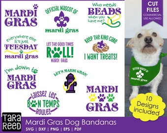 Mardi Gras Dog Bandanas - Mardi Gras SVG and Cut Files for Crafters