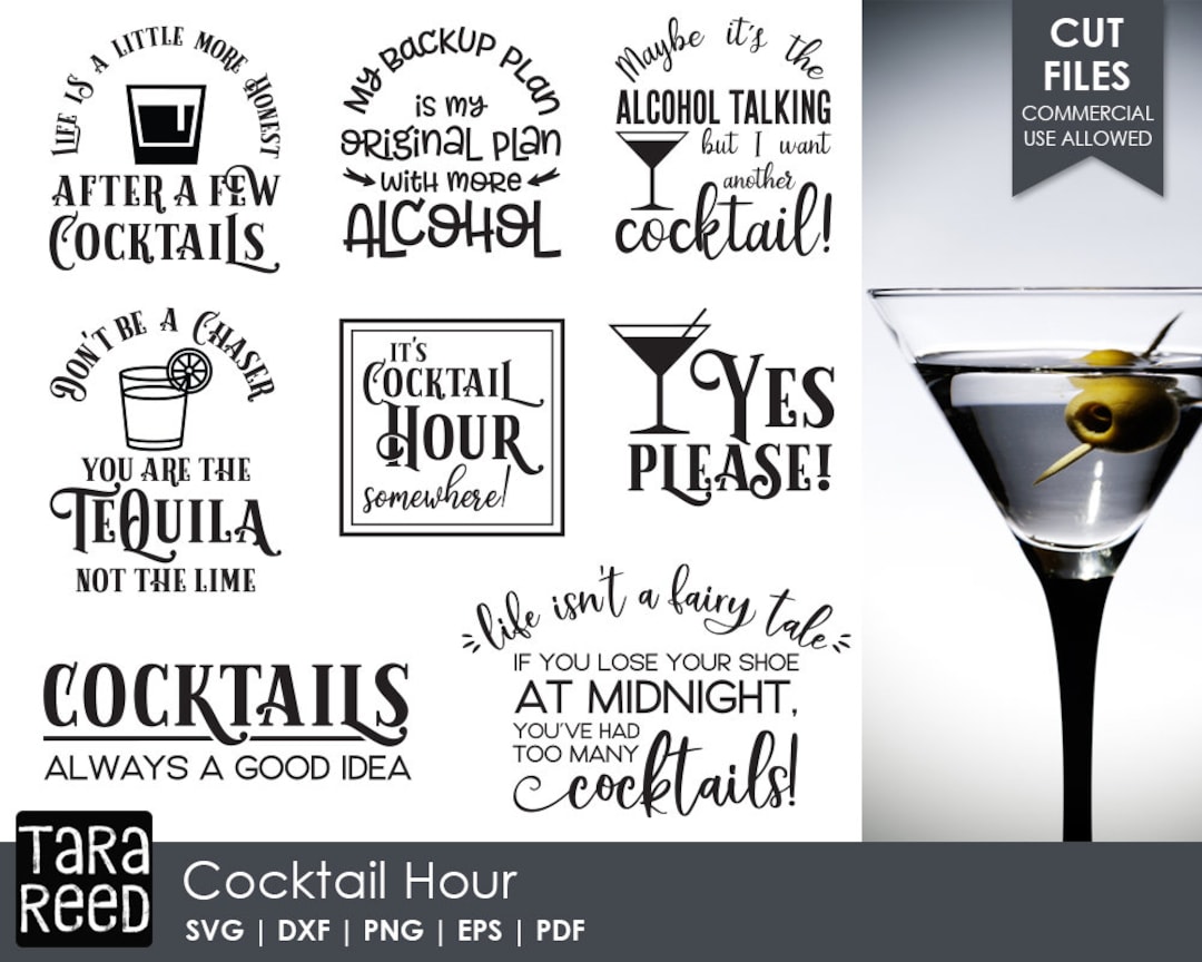 Cocktail Hour Cocktail SVG and Cut Files for Crafters Etsy