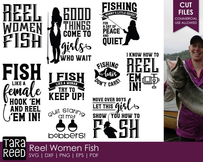 Download Reel Women Fish Fishing SVG and Cut Files for Crafters | Etsy