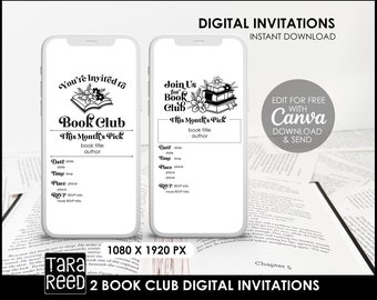 Book Club Digital Invitation | Book Club Invitation Template | Book Club Hosting Ideas