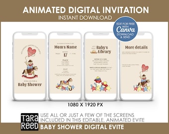 Boy Baby Shower Digital Invitation | Animated Western Baby Shower Invitation Template | Edit in Canva