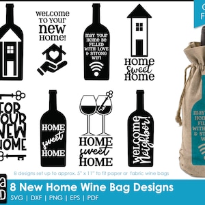 Nieuwe wijntassen voor thuis - housewarming-svg- en snijbestanden voor hobbyisten