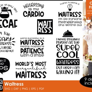 Waitress SVG and Cut Files for Crafters