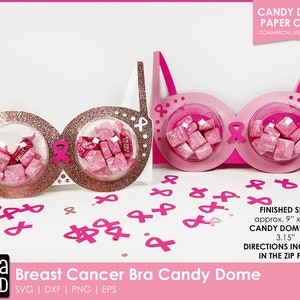 Brustkrebs SVG für Cricut - Brustkrebs Bewusstsein Papiermodelle - Candy Dome SVG