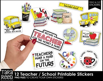 Teacher Print and Cut Stickers | Printable Teacher Appreciation Stickers