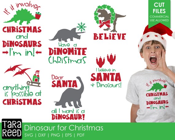 Dinosaur For Christmas Christmas Svg And Cut Files For Etsy