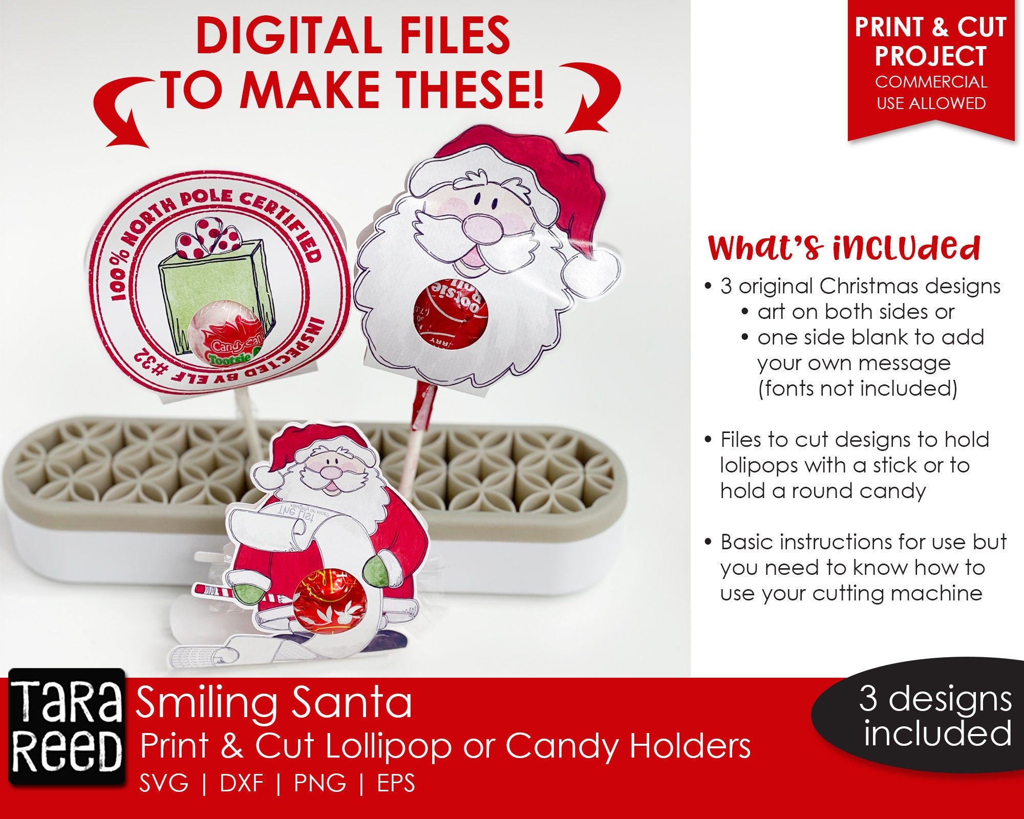 Santa Print and Cut Lollipop and Candy Holders for Cricut and - Etsy