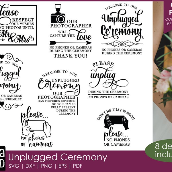 Unplugged Ceremony - Wedding SVG and Cut Files for Crafters