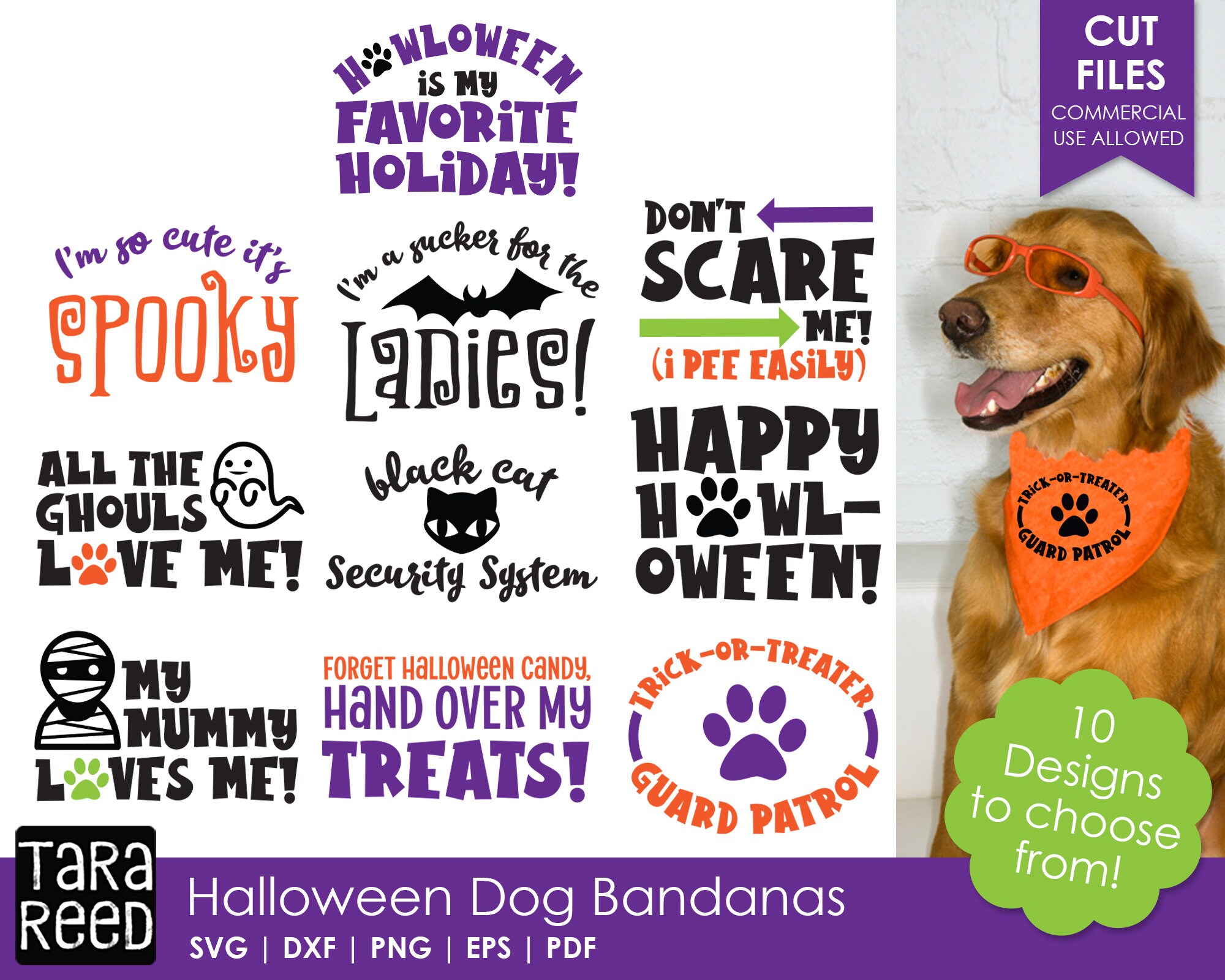 Halloween Dog Bandanas Halloween SVG and Cut Files for Etsy