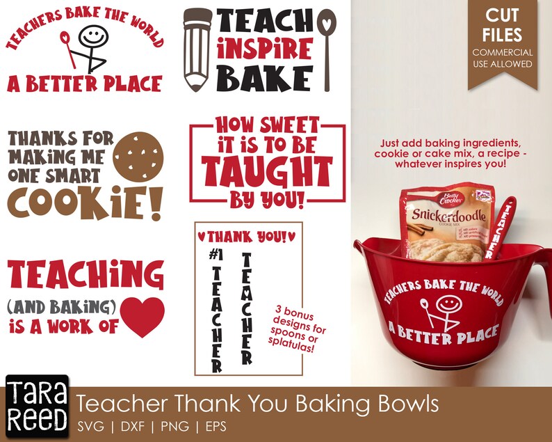 Download Teacher Thank You Baking Bowls Teacher SVG and Cut Files for | Etsy