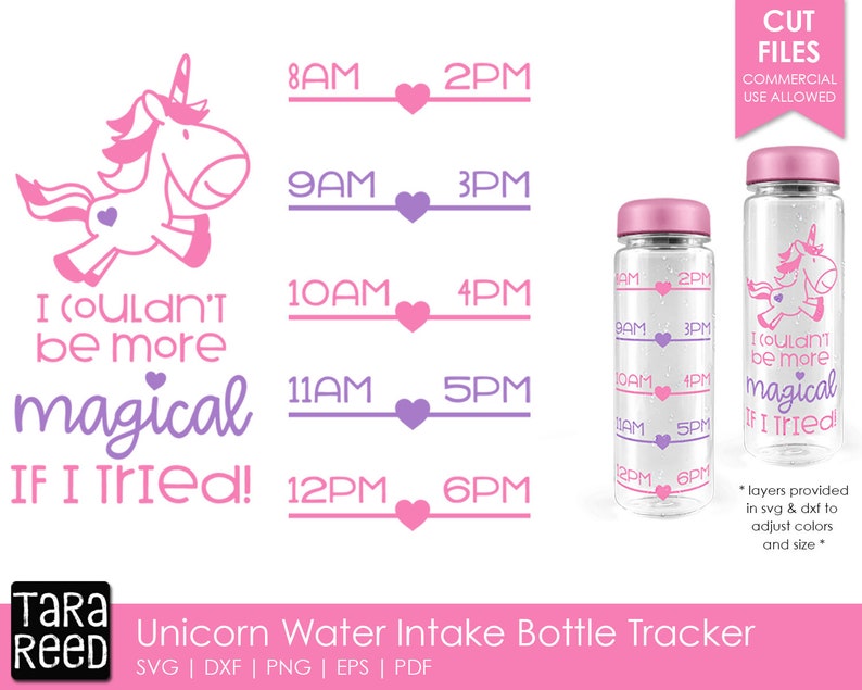 Download Unicorn Water Intake Tracker Unicorn SVG and Cut Files for ...