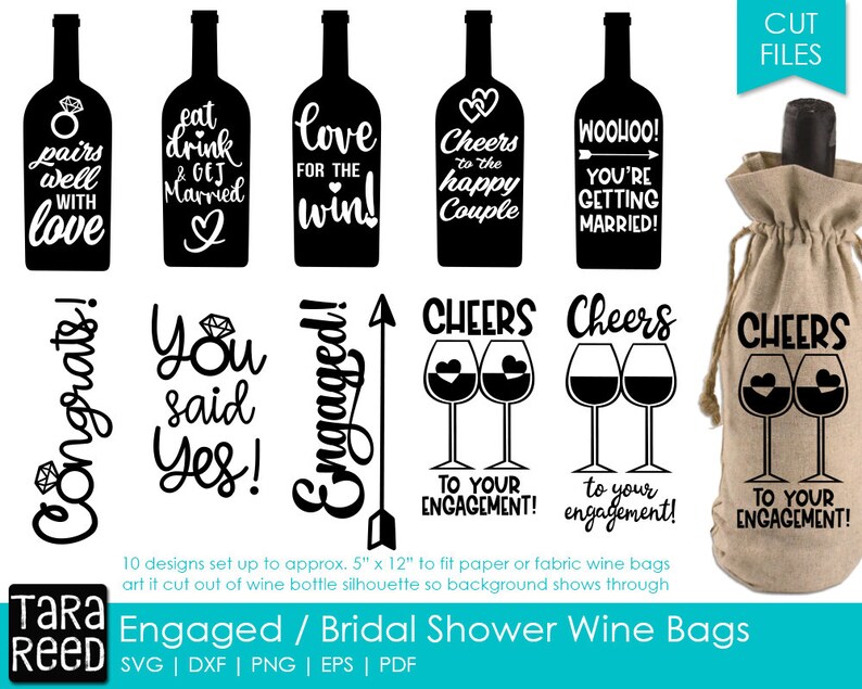 Download Engagement Gift Wine Bags Bridal SVG and Cut Files for | Etsy