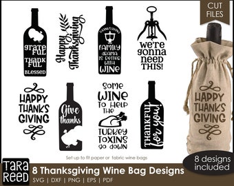 Thanksgiving Wine Bags - Thanksgiving SVG and Cut Files for Crafters