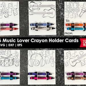 6 tarjetas para colorear con música para imprimir y luego cortar en Cricut y Silhouette