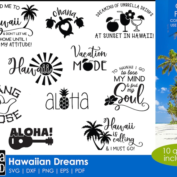 Rêves hawaïens - Hawaii SVG et couper des fichiers pour les artisans