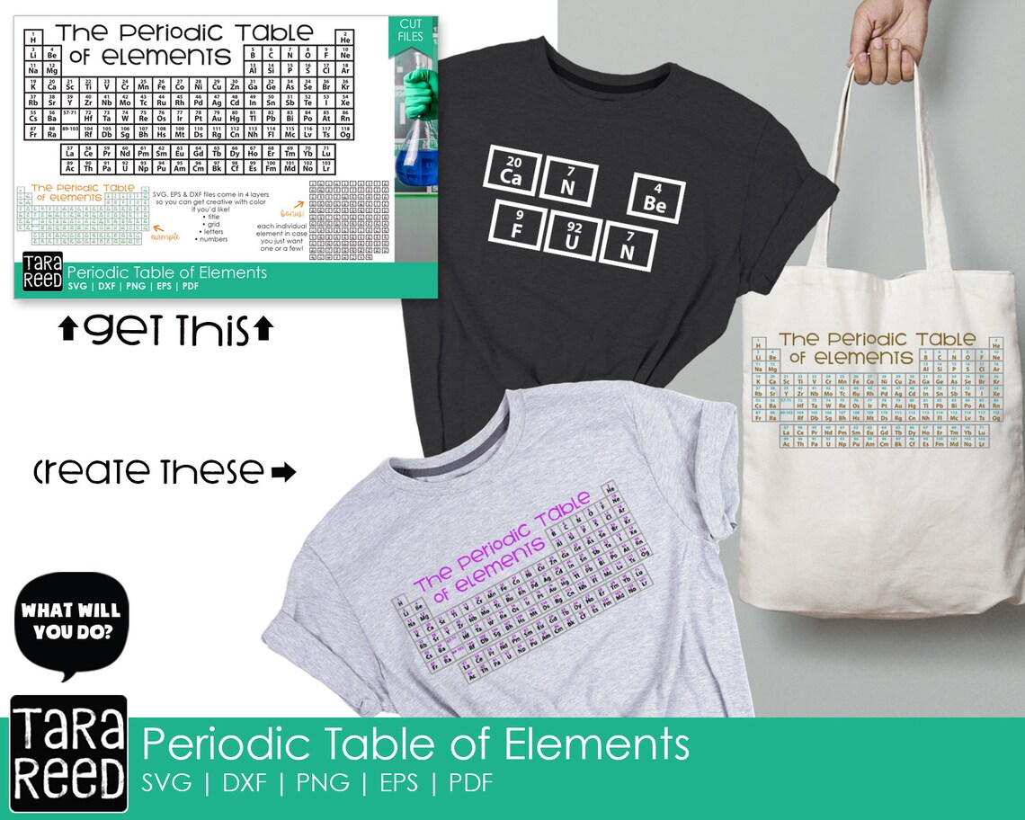 Periodic Table of Elements - Chemistry SVG and Cut Files for Crafters ...