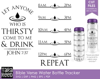 Bible Verse Water Bottle Tracker - Bible Verse SVG and Cut Files for Crafters
