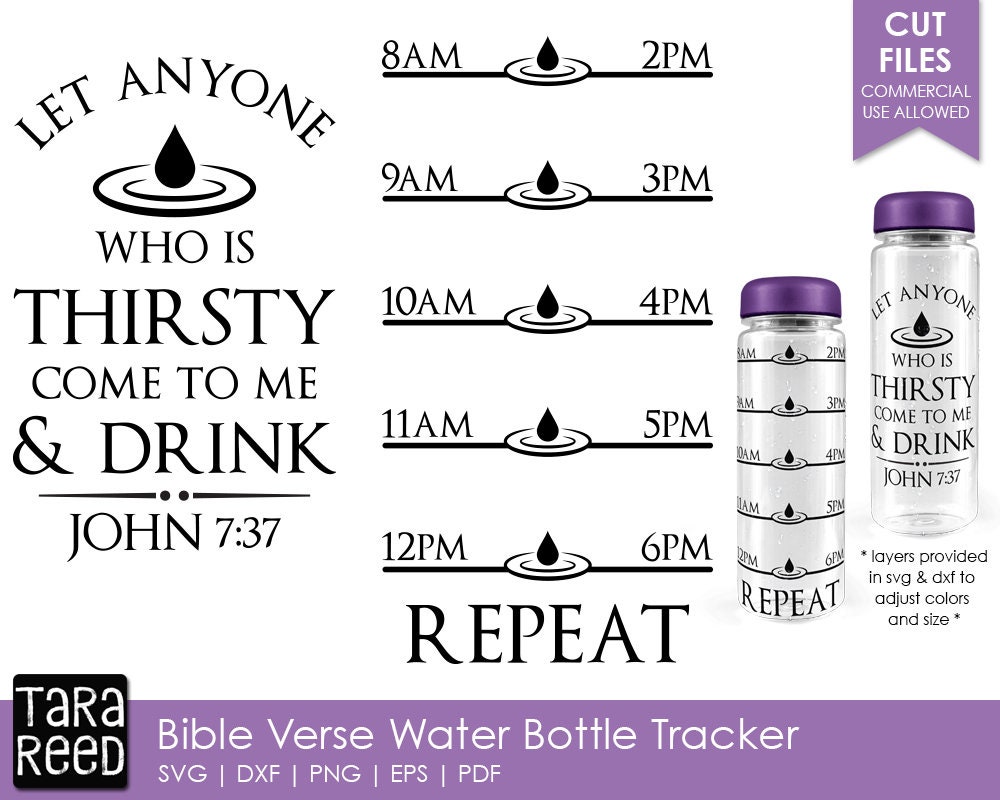 Bible Verse Water Bottle Tracker Bible Verse SVG and Cut Etsy Canada