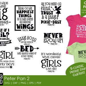 Citas de Peter Pan: archivos SVG y de corte para artesanos
