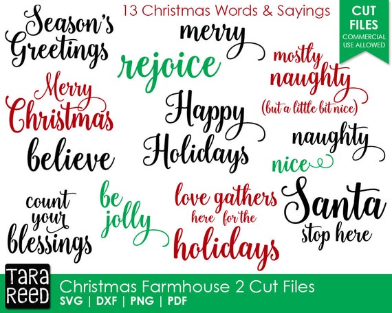 Download Christmas Farmhouse Words Christmas SVG and Cut Files for ...
